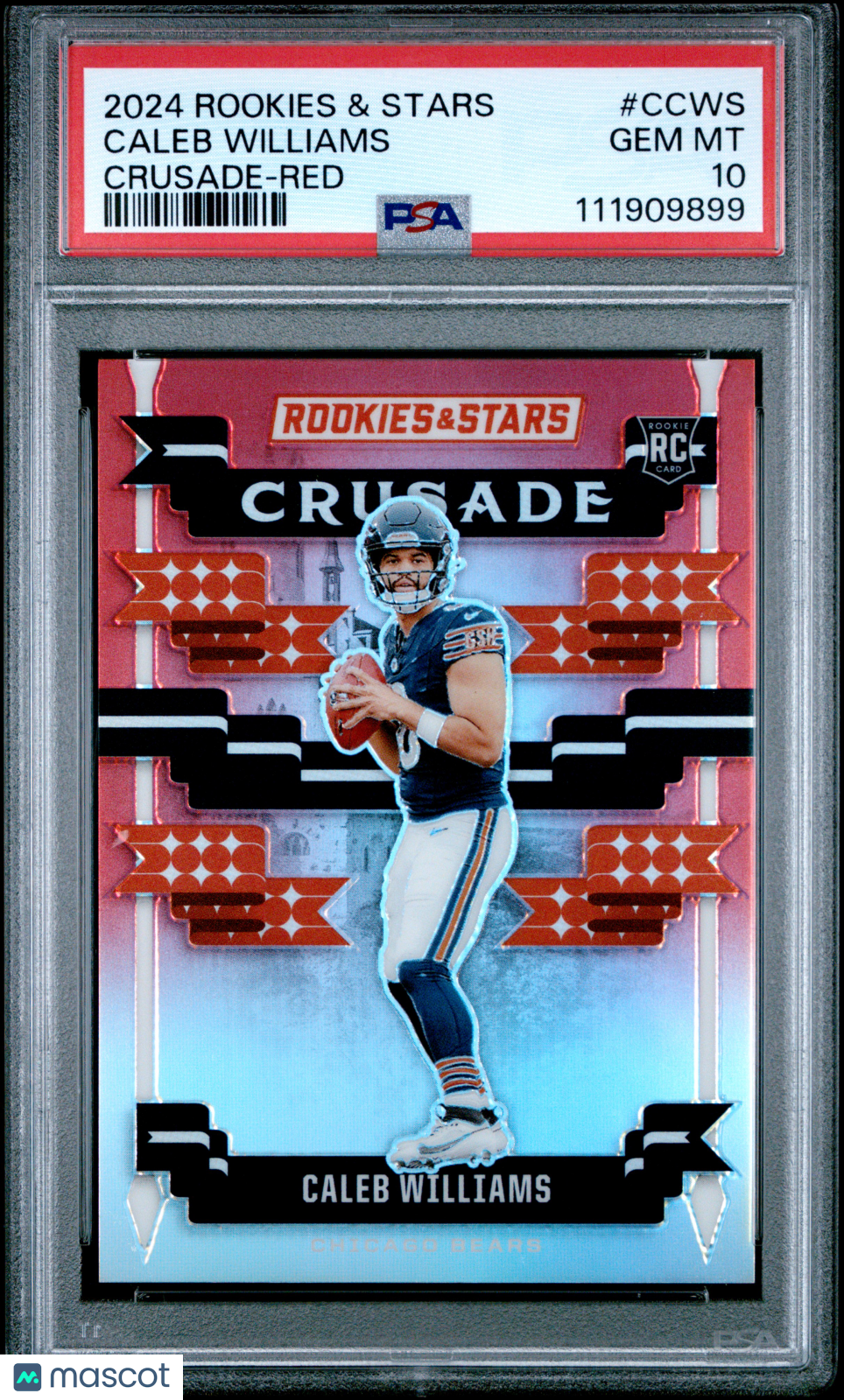 CALEB WILLIAMS 2024 Panini Rookies & Stars Crusade Red /99 Rookie PSA 10 Bears