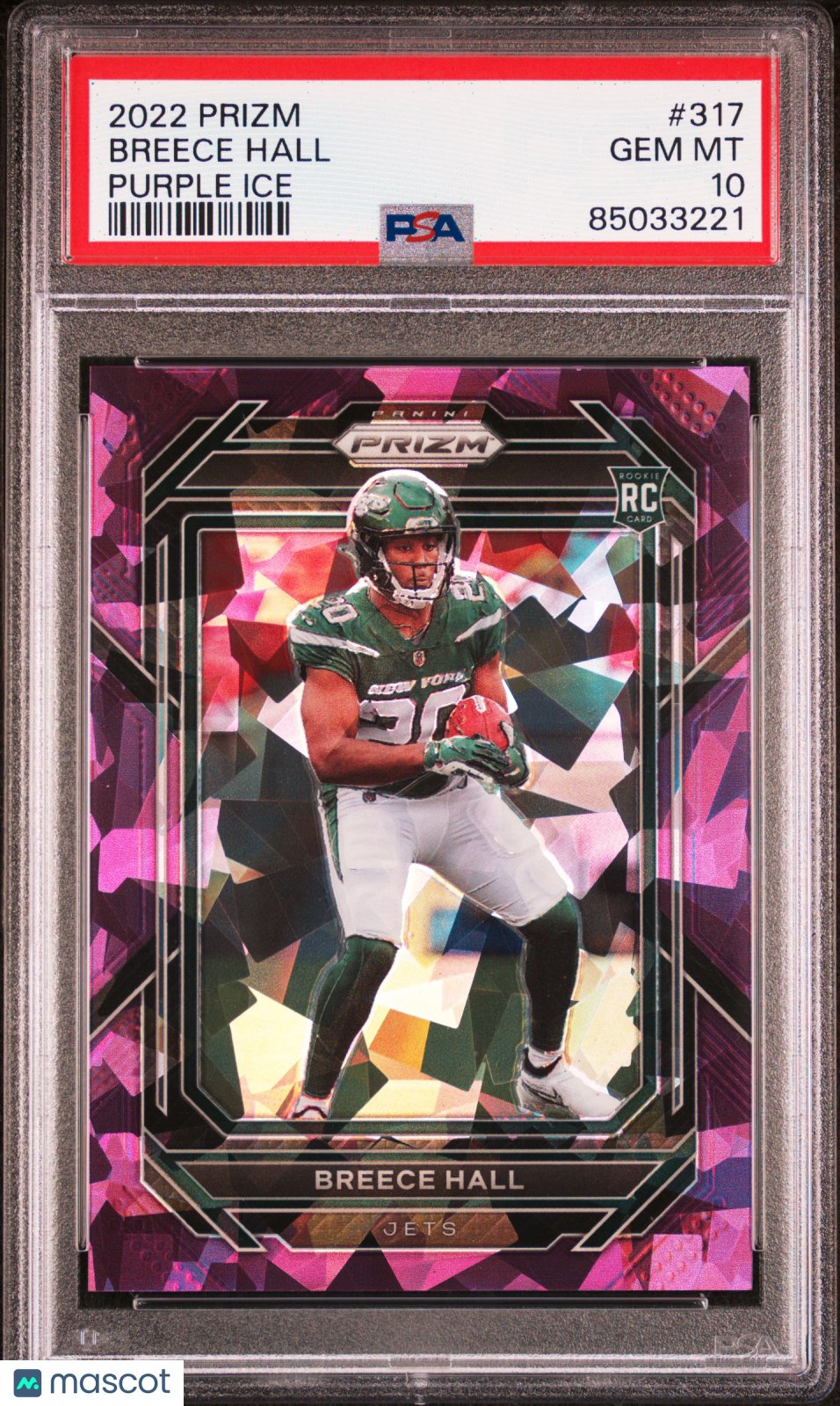 BREECE HALL 2022 Panini Prizm Rookie Purple Ice /225 #317 PSA 10 Jets