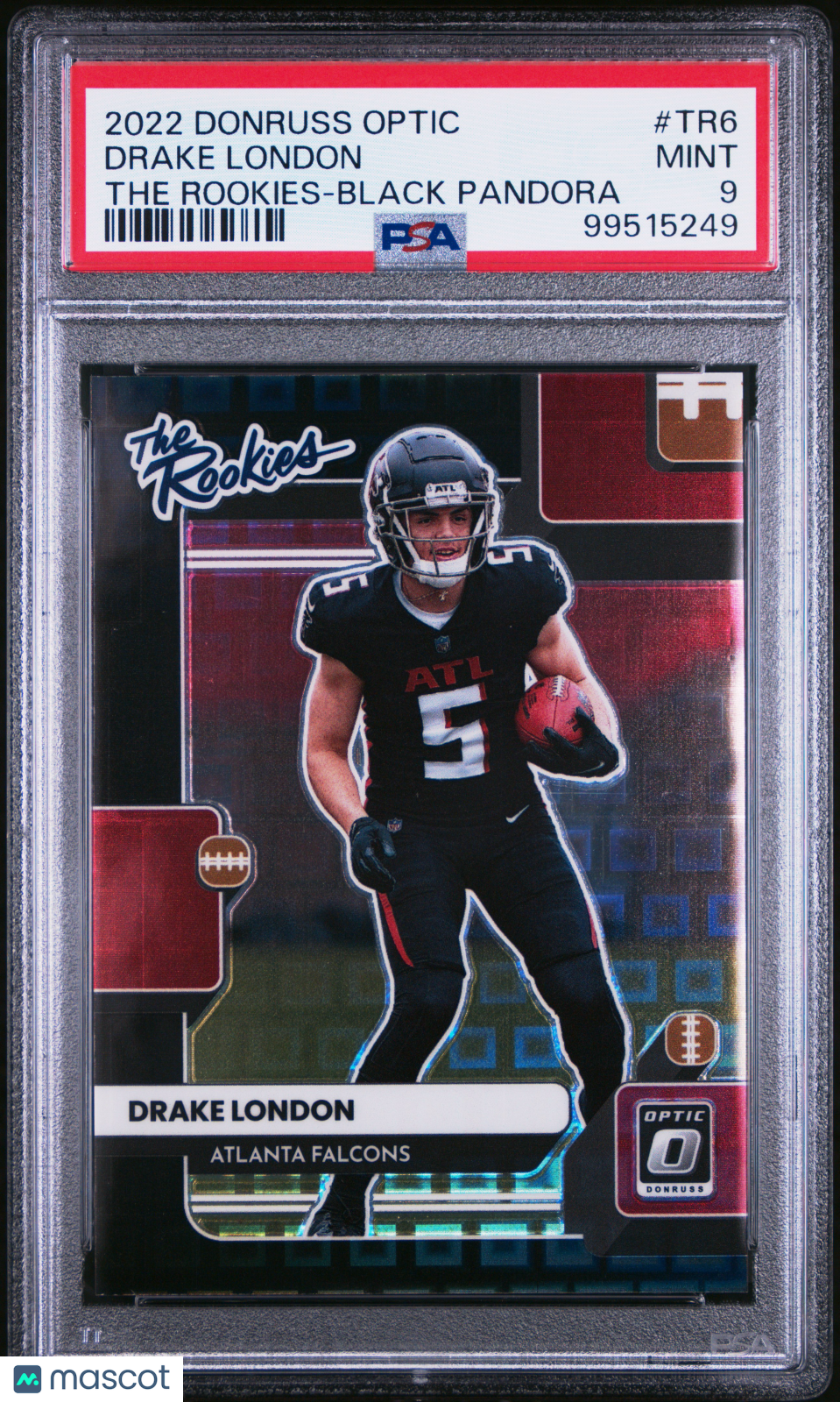 DRAKE LONDON 2022 Donruss Optic The Rookies Black Pandora Prizm /25 #TR6 PSA 9
