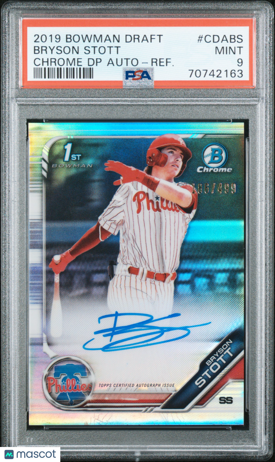 BRYSON STOTT 2019 Bowman Draft Chrome 1st Refractor Auto /499 #CDABS PSA 9