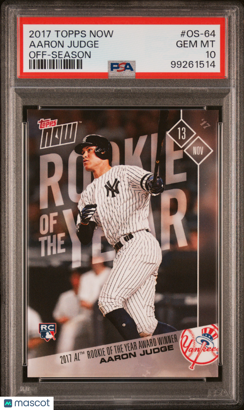 AARON JUDGE 2017 Topps Now Off Season Rookie Of The Year #OS-64 PSA 10 Yankees