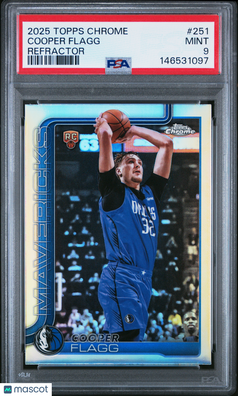 COOPER FLAGG 2025-26 Topps Chrome Refractor Rookie #251 PSA 9 Mavericks