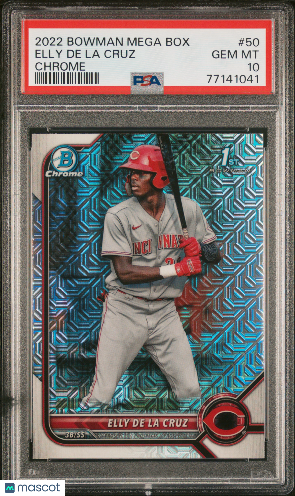 ELLY DE LA CRUZ 2022 Bowman Mega Box Chrome 1st Mojo Refractor #50 PSA 10 Reds
