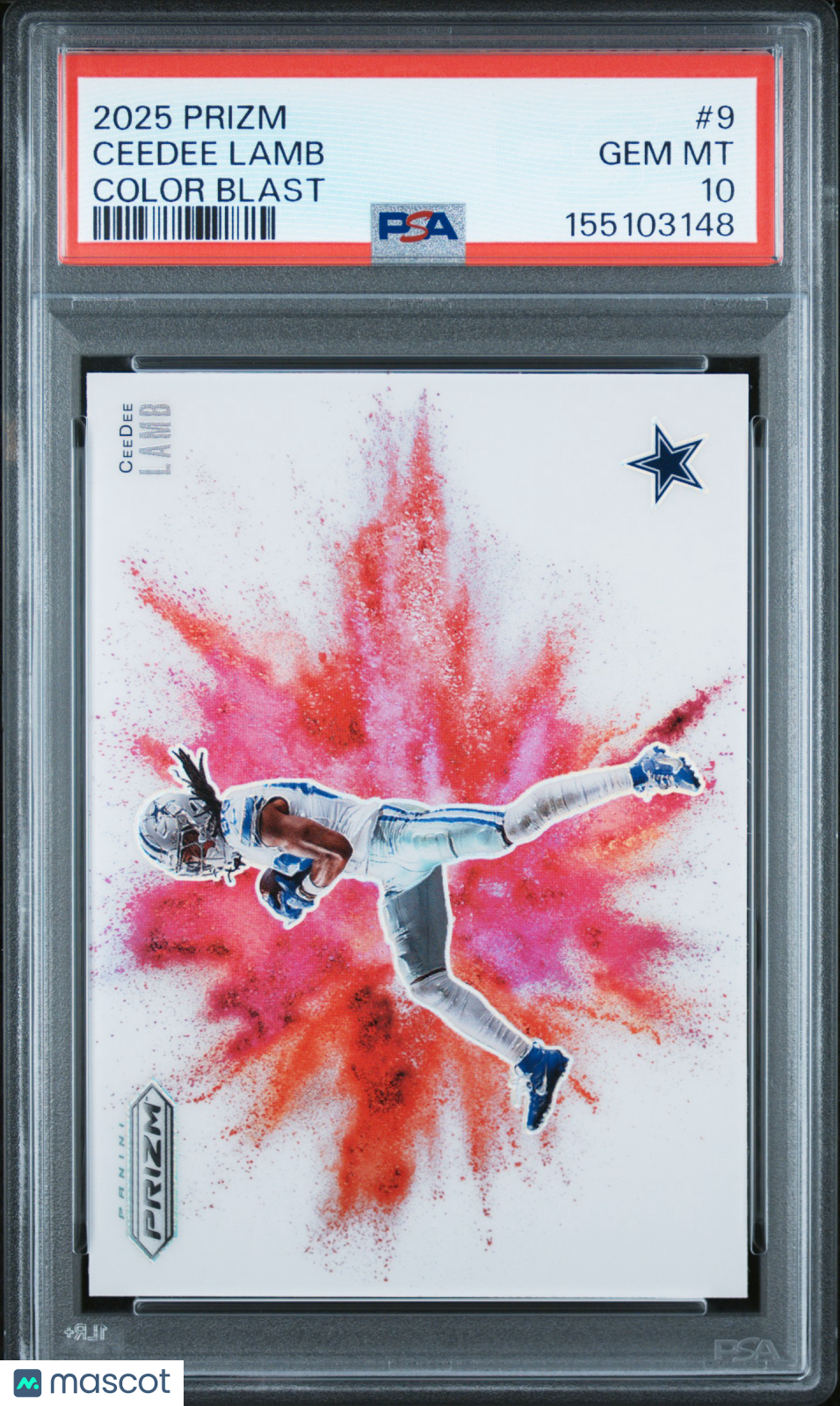 CEEDEE LAMB 2025 Panini Prizm Color Blast Case Hit SSP #9 PSA 10 Cowboys