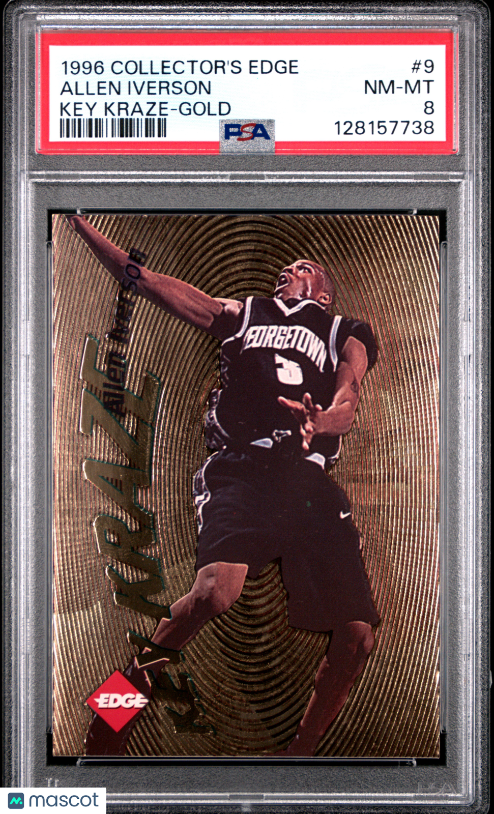 ALLEN IVERSON 1996 Collector's Edge Rookie Key Kraze Gold /1000 #9 PSA 8 76ers