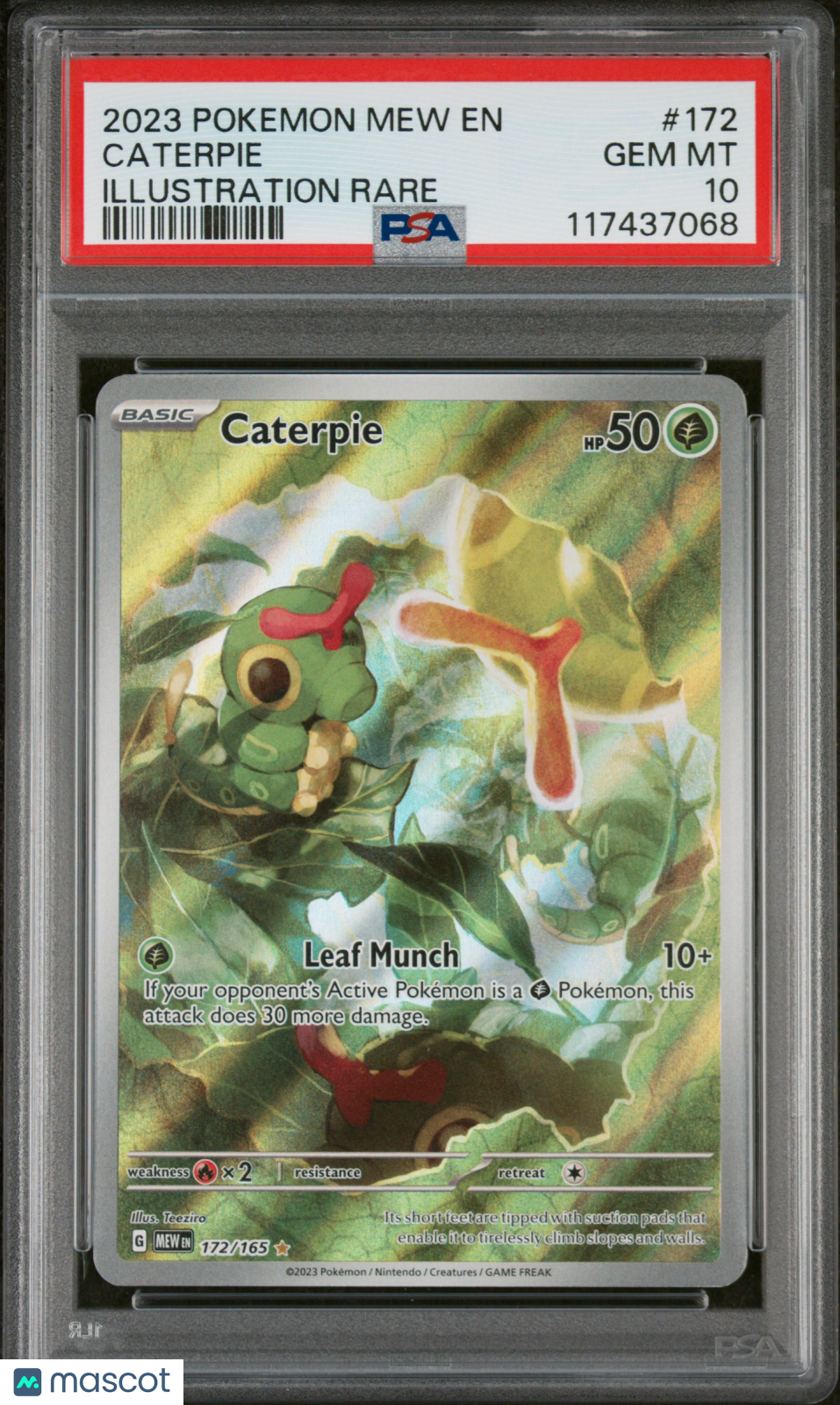 CATERPIE 2023 Pokemon Mew 151 #172 Illustration Rare PSA 10