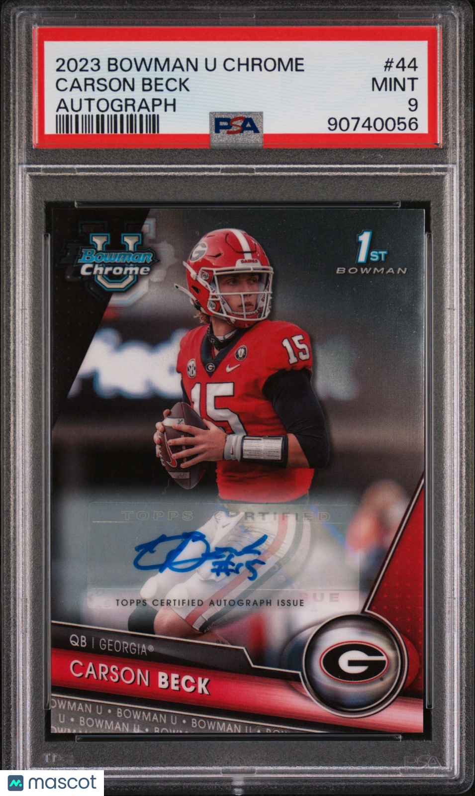 CARSON BECK 2023 Bowman U Chrome 1st Prospect Auto #44 PSA 9 Georgia