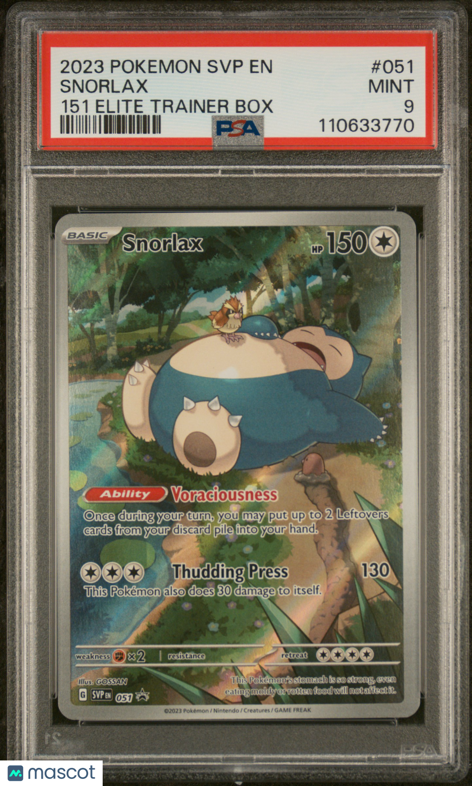 SNORLAX 2023 Pokemon Mew 151 Black Star Promo ETB #051 PSA 9