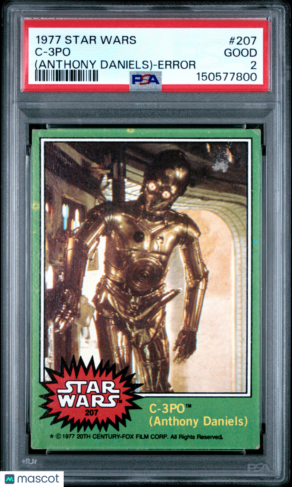 C-3PO ANTHONY DANIELS 1977 Star Wars Error #207 PSA 2