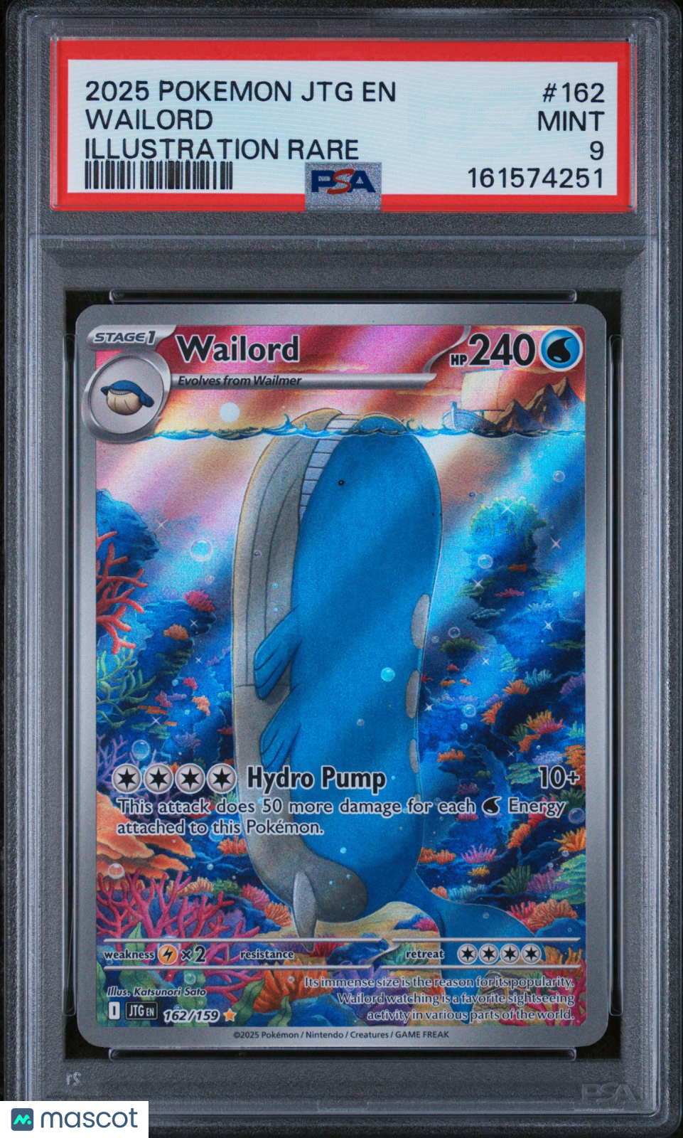 WAILORD 2025 POKEMON S&V Journey Together Illustration Rare #162 PSA 9