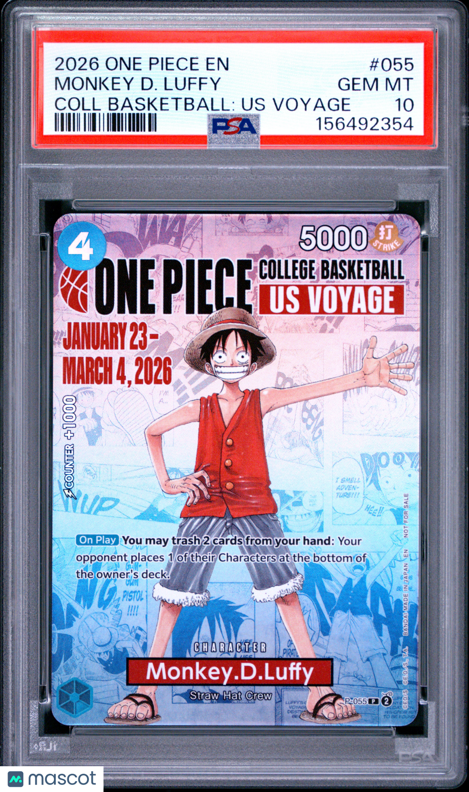 MONKEY D. LUFFY 2026 One Piece Promos College Basketball US Voyage #P-055 PSA 10