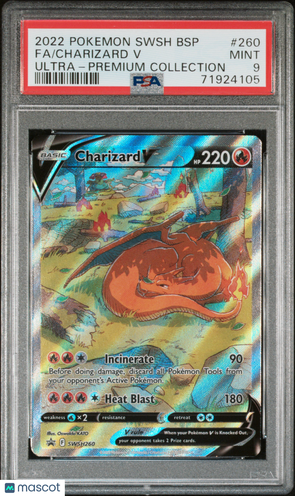 CHARIZARD V 2022 Pokemon SWSH Black Star Promo #SWSH260 Full Art UPC PSA 9