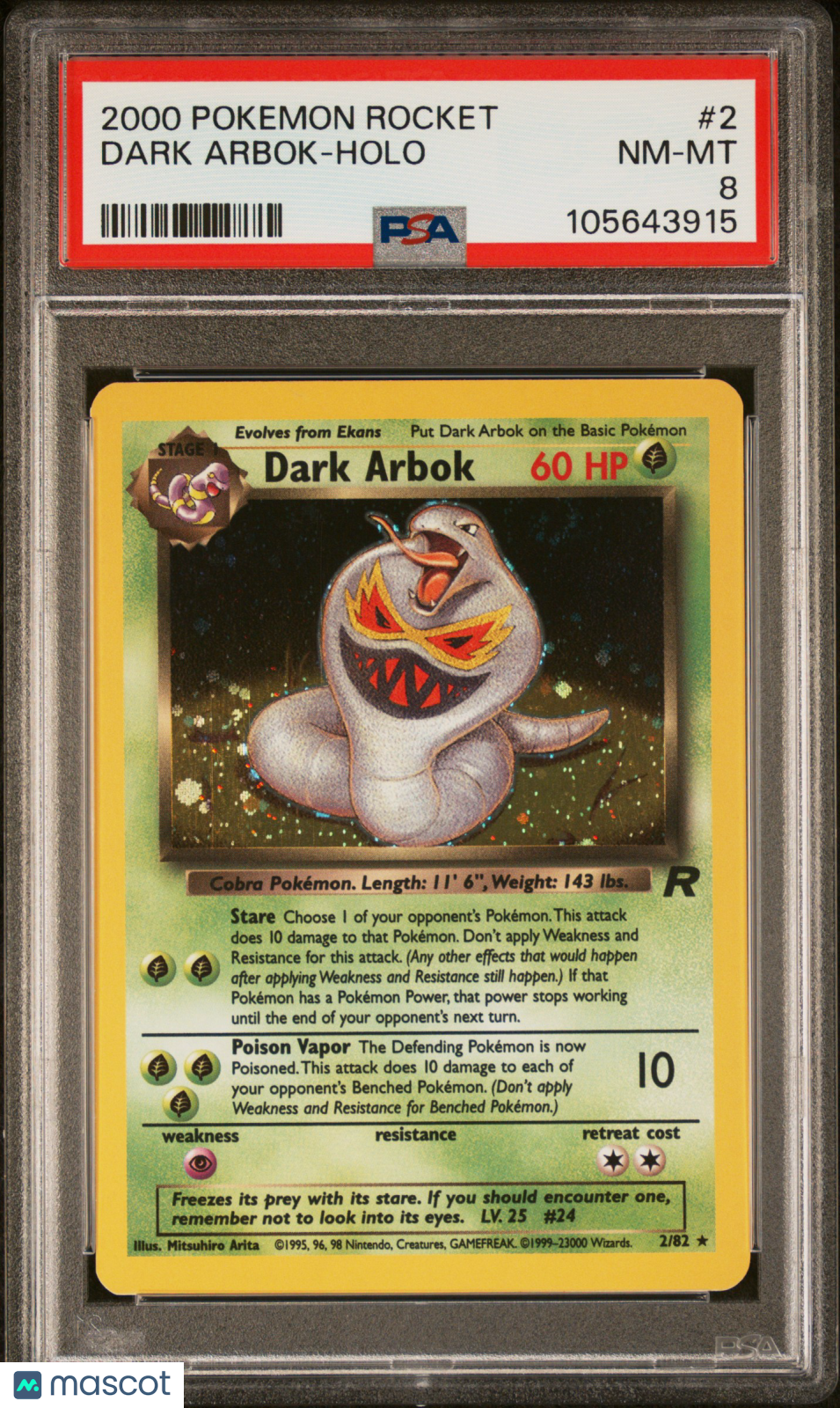 DARK ARBOK 2000 Pokemon Rocket Holo #2 PSA 8 NM-MT