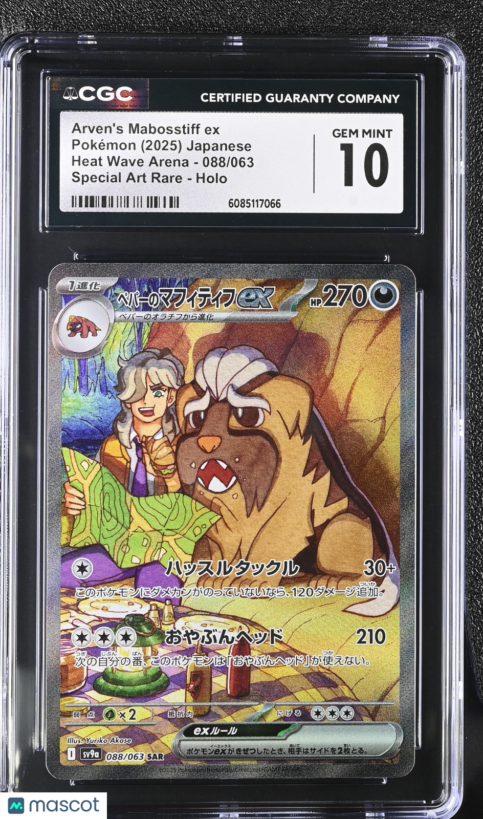 ARVEN'S MABOSSTIFF EX 2025 Pokemon Heat Wave Arena #088 Special Art Rare CGC 10