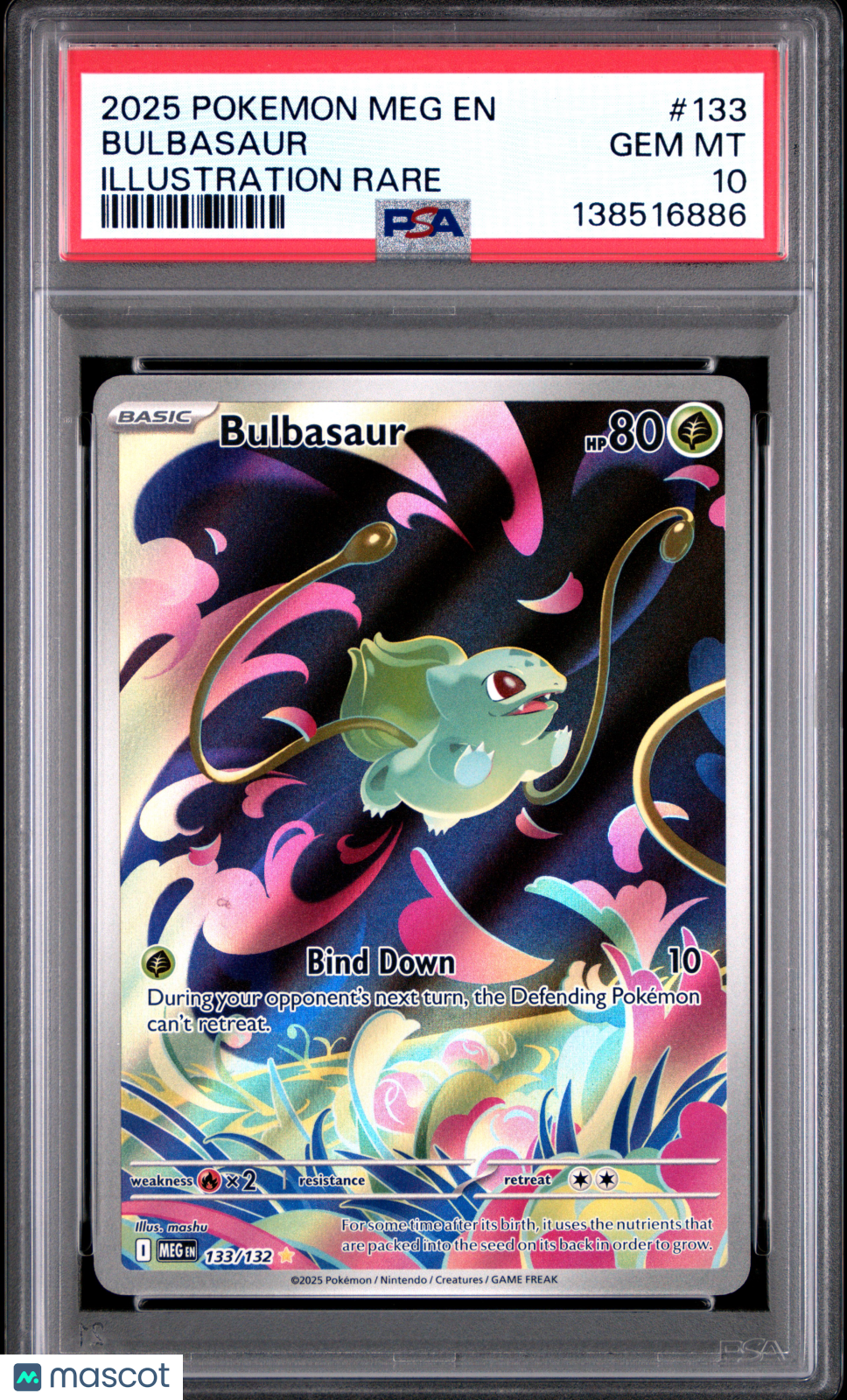 BULBASAUR 2025 Pokemon Mega Evolution #133 Illustration Rare PSA 10