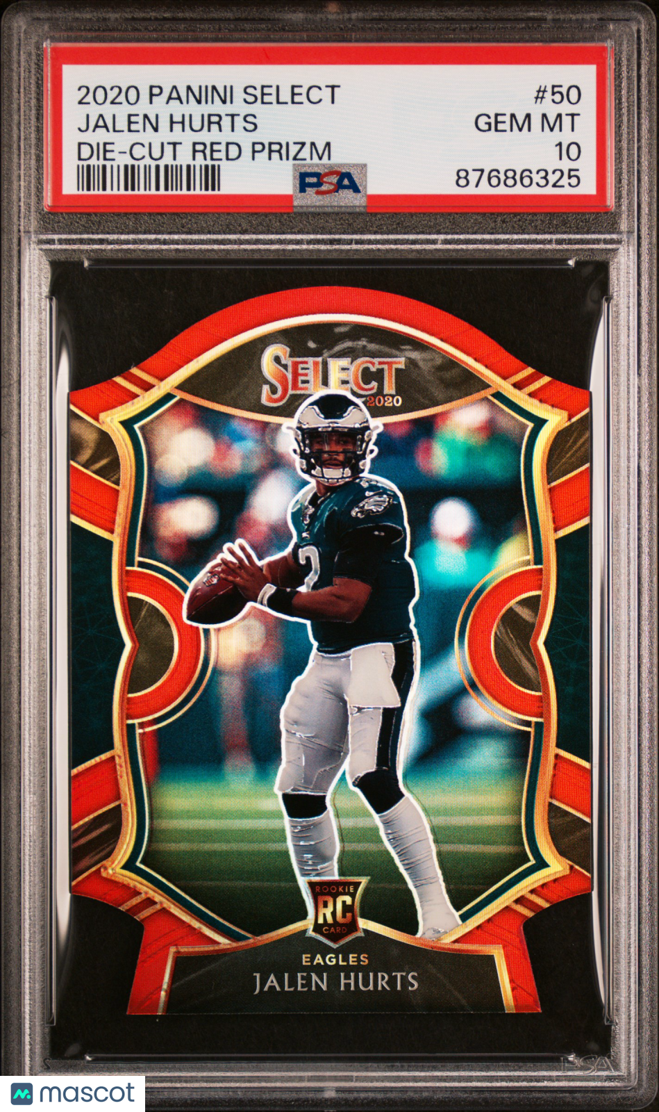 JALEN HURTS 2020 Select Concourse Rookie Die-Cut Red Prizm #50 PSA 10