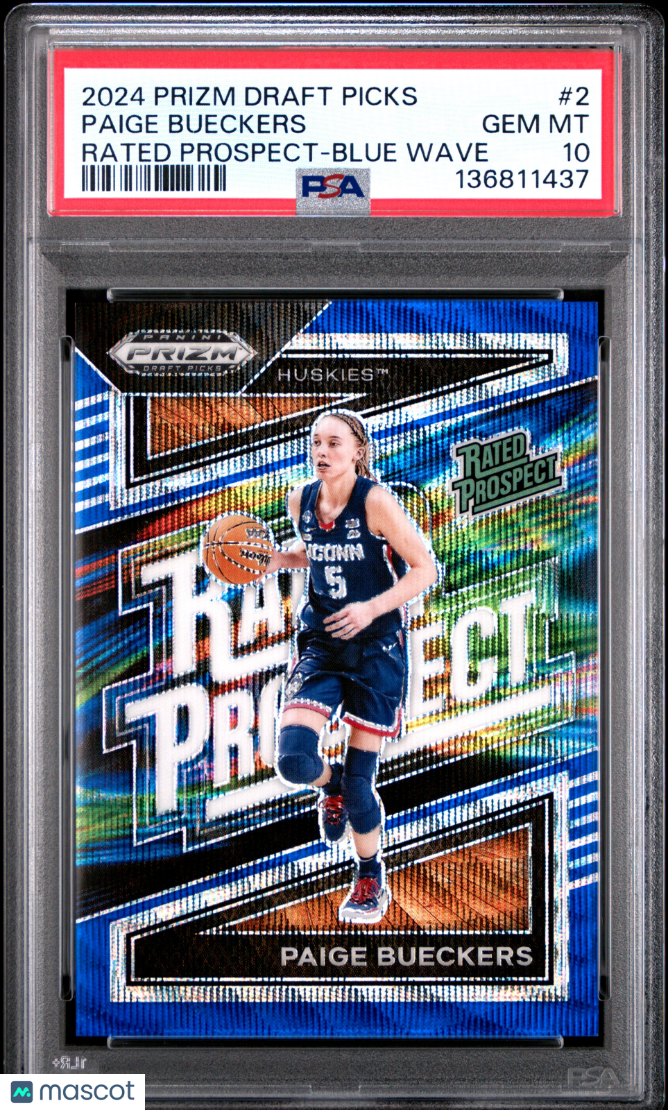 PAIGE BUECKERS 2024 Panini Prizm Draft Picks Rated Prospect Blue Wave #2 PSA 10