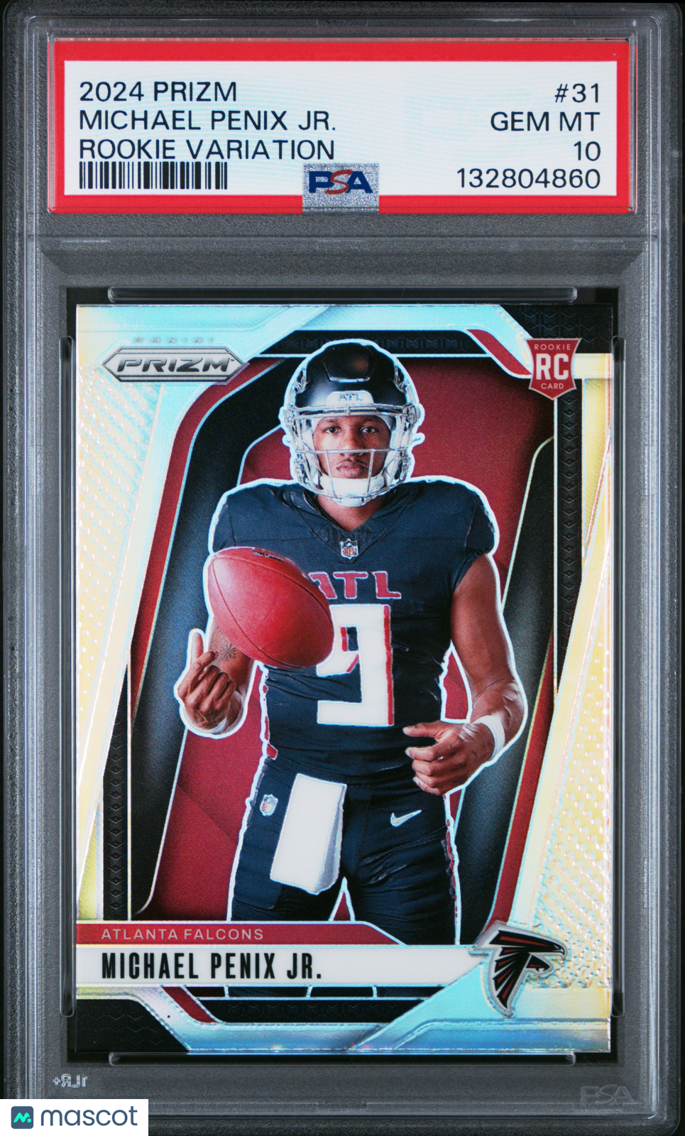 MICHAEL PENNIX JR. 2024 Panini Prizm Rookie Variation Silver #31 PSA 10 Falcons
