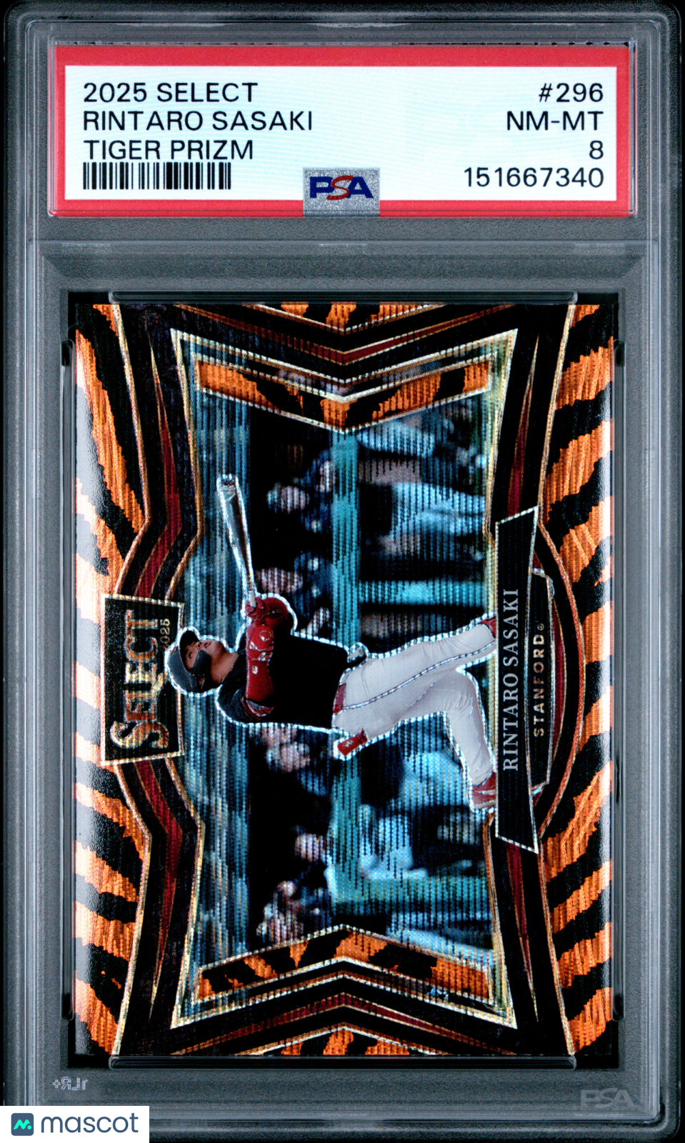 RINTARO SASAKI 2025 Panini Select Tiger Prizm SSP #296 PSA 8 Stanford