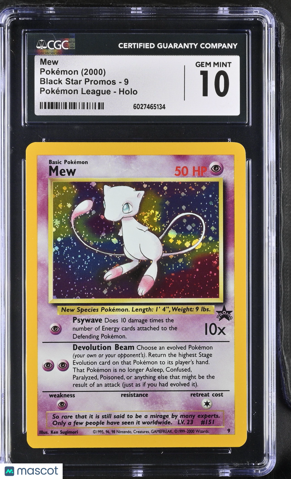 MEW 2000 Pokemon League Wizards of The Coast Black Star Promo #9 CGC 10 GEM