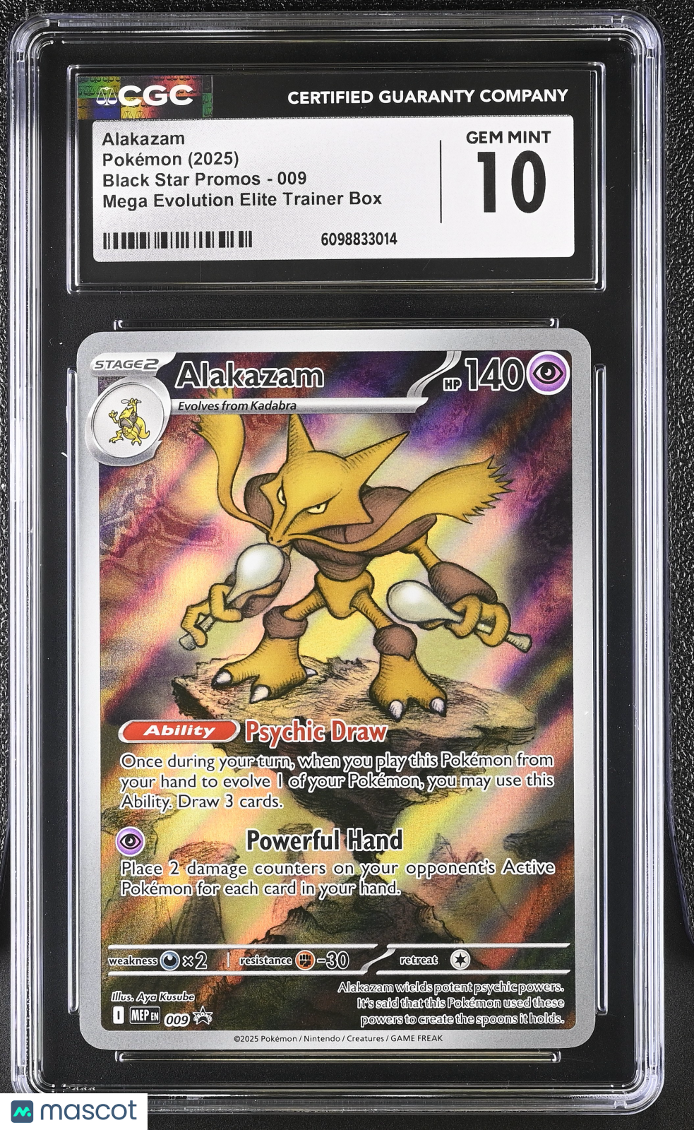 ALAKAZAM 2025 Pokemon Mega Evolution Black Star Promo #009 Gardevoir ETB CGC 10