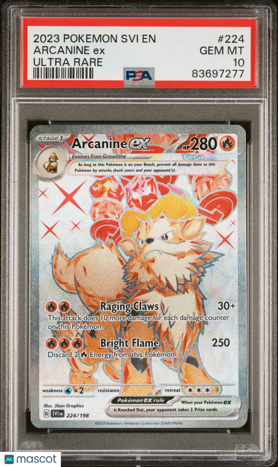 ARCANINE 2023 Pokemon Scarlet & Violet Ultra Rare #224 PSA 10