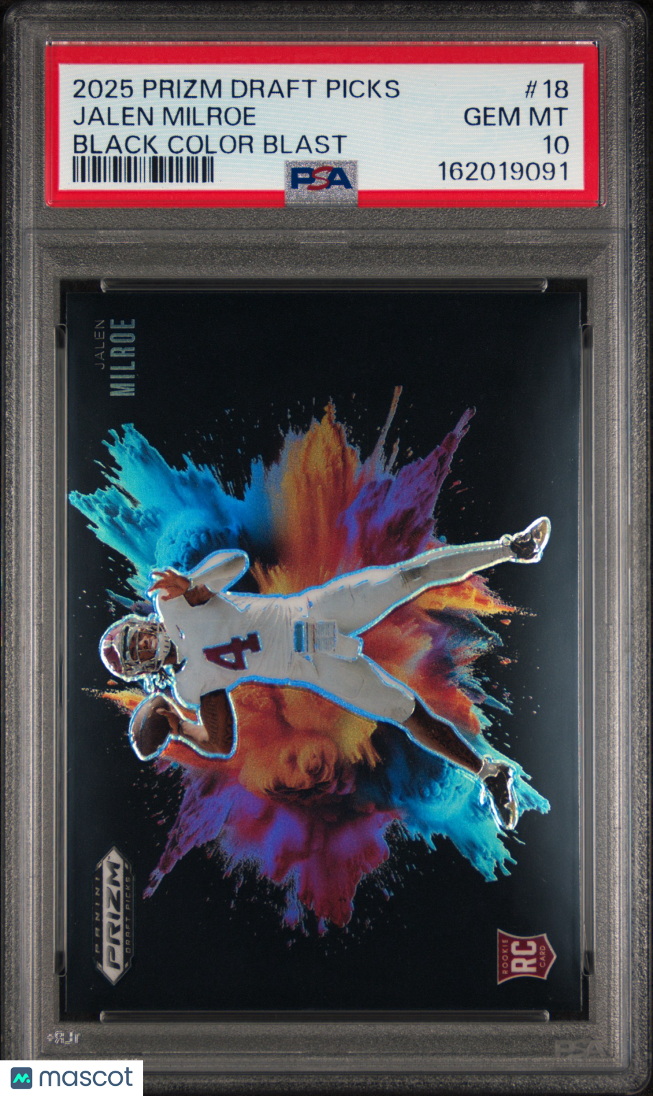 JALEN MILROE 2025 Panini Prizm Draft Picks Black Color Blast SSP #18 PSA 10