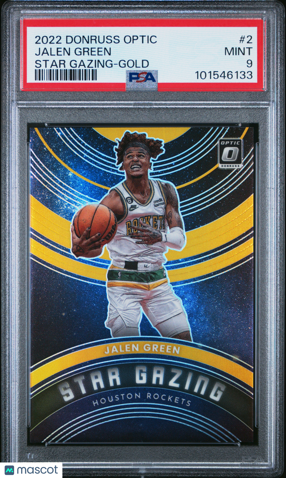 JALEN GREEN 2022-23 Donruss Optic Star Gazing Gold Prizm /10 PSA 9 MINT Rockets