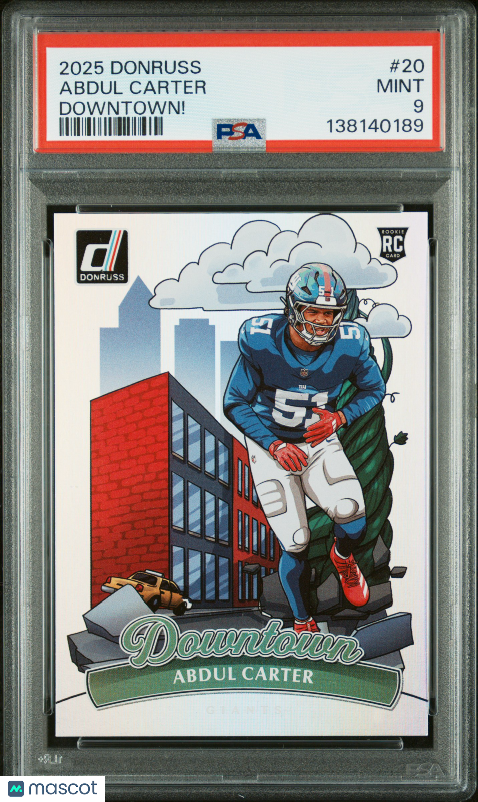 ABDUL CARTER 2025 Panini Donruss Rookie Downtown Case Hit SSP #20 PSA 9