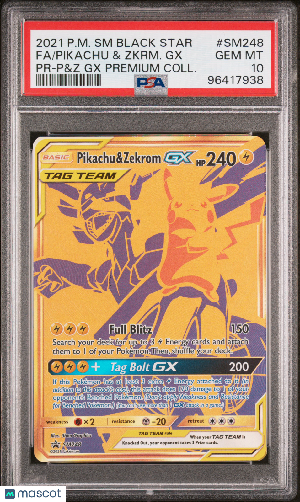PIKACHU & ZEKROM GX 2021 Pokemon Sun Moon Black Star Promo PSA 10 #SM248