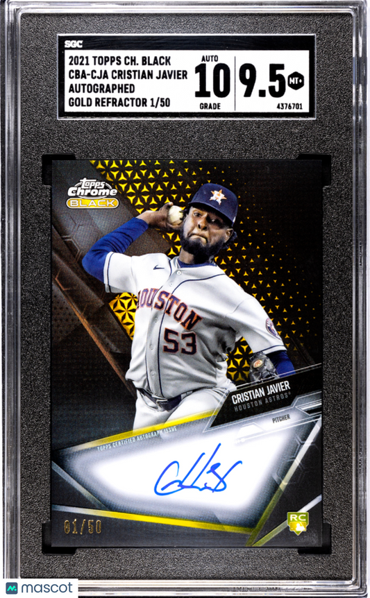 CRISTIAN JAVIER 2021 Topps Chrome Black Gold Refractor Auto /50 SGC 9.5 Rookie
