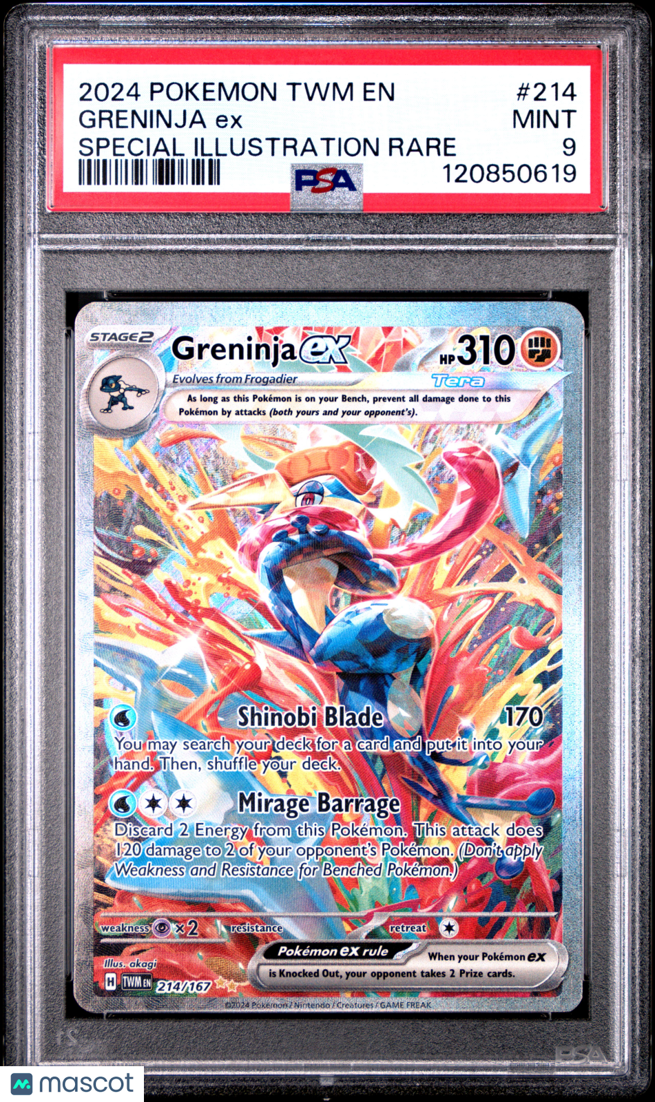 GRENINJA EX Pokemon S&V Twilight Masquerade Special Illustration Rare #214 PSA 9