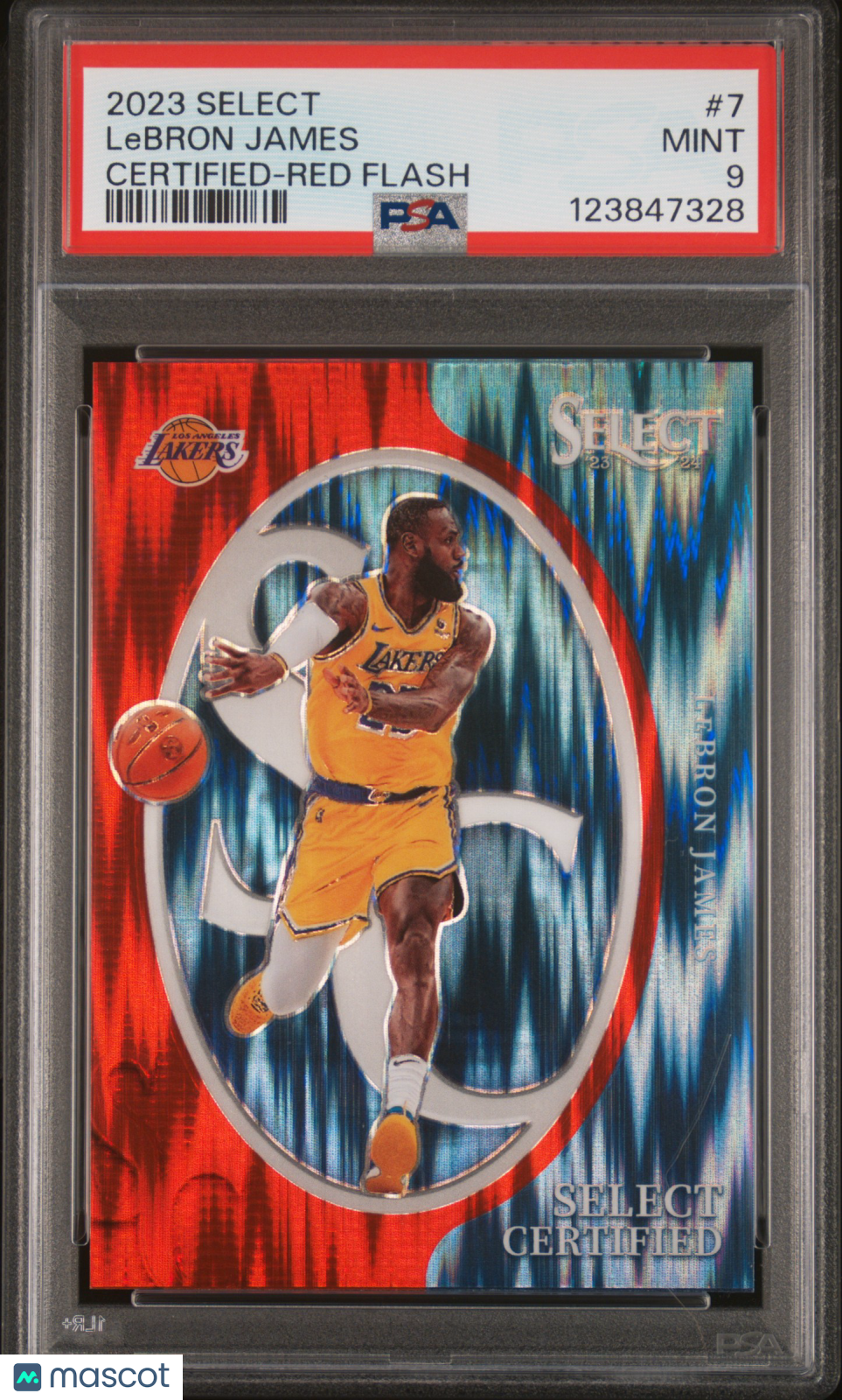 LEBRON JAMES 2023-24 Panini Select Certified Red Flash Prizm /99 #7 PSA 9 Lakers