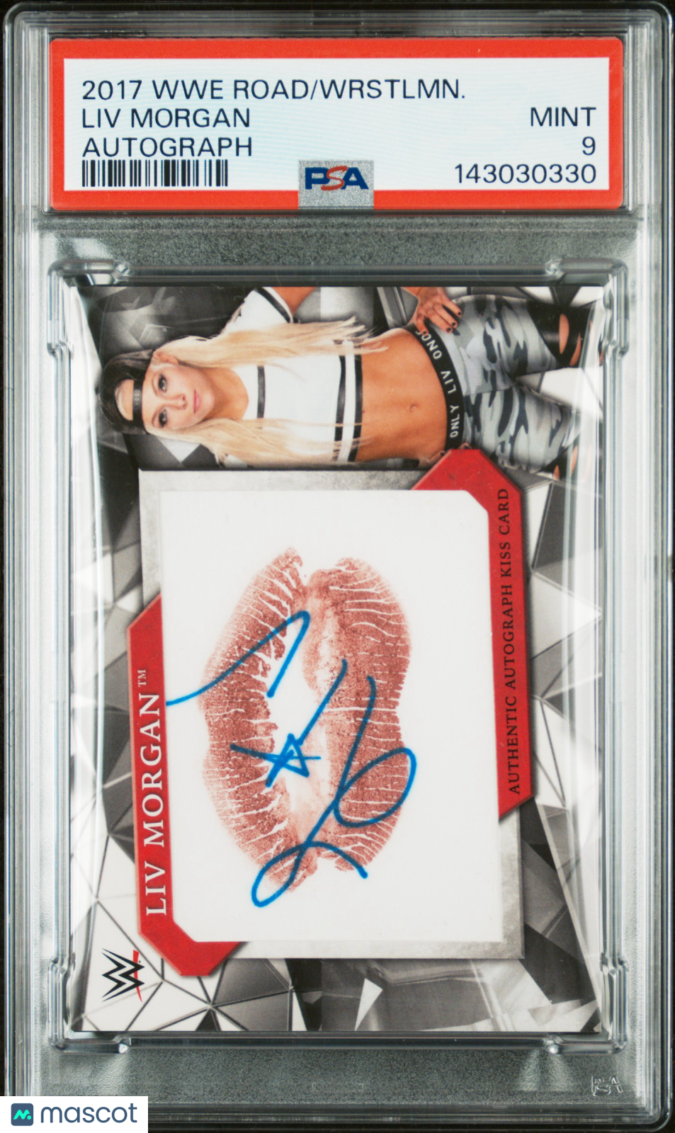 LIV MORGAN 2017 Topps WWE Road To Wrestlemania Kiss Card Auto /25 PSA 9