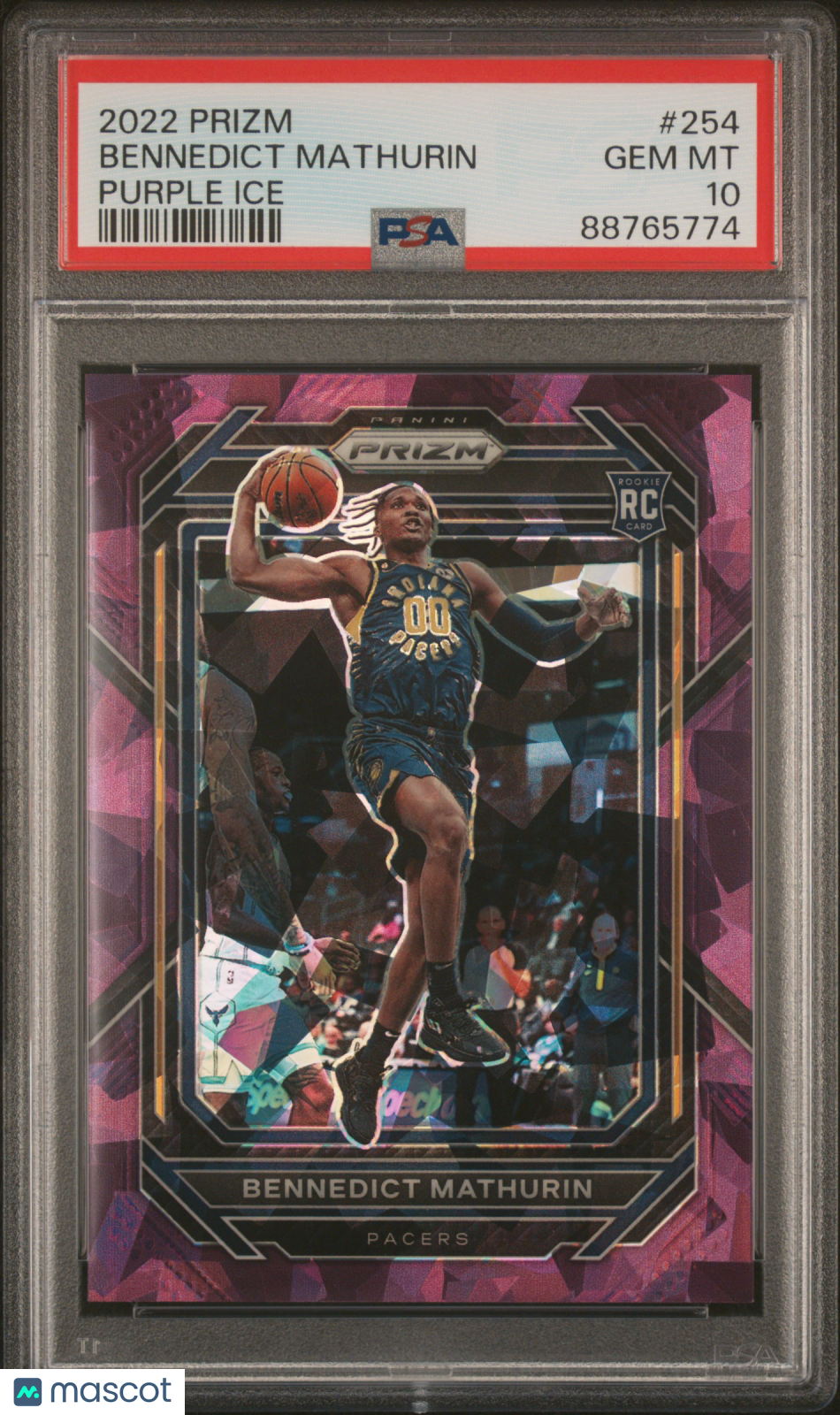 BENNEDICT MATHURIN 2022-23 Panini Prizm Rookie Purple Ice /149 #254 PSA 10