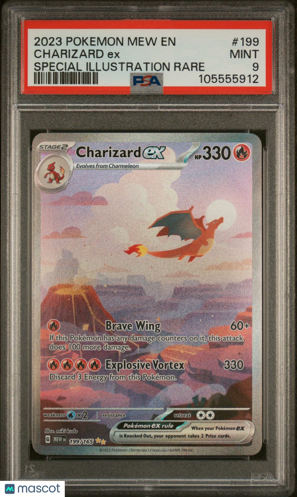 CHARIZARD EX Pokemon Scarlet Violet Mew 151 #199 Special Illustration Rare PSA 9