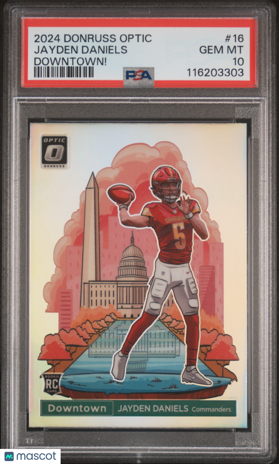JAYDEN DANIELS 2024 Panini Donruss Optic Downtown Rookie Case Hit SSP #16 PSA 10