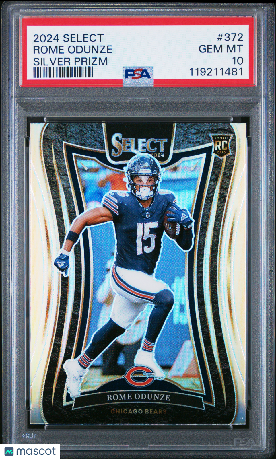 ROME ODUNZE 2024 Panini Select Silver Prizm Rookie Suite Level #372 PSA 10 Bears