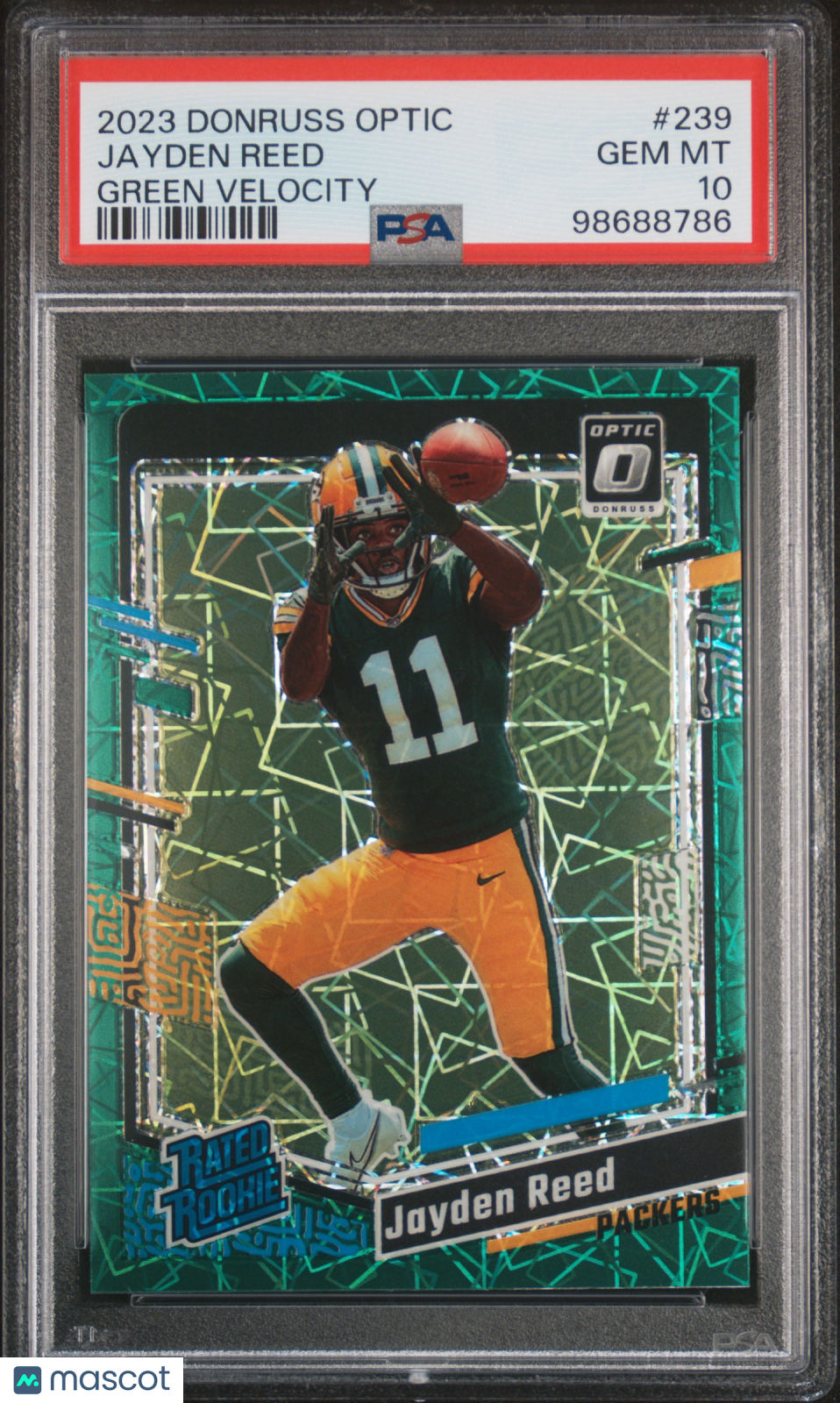 JAYDEN REED 2023 Panini Donruss Optic Rated Rookie Green Velocity Prizm PSA 10