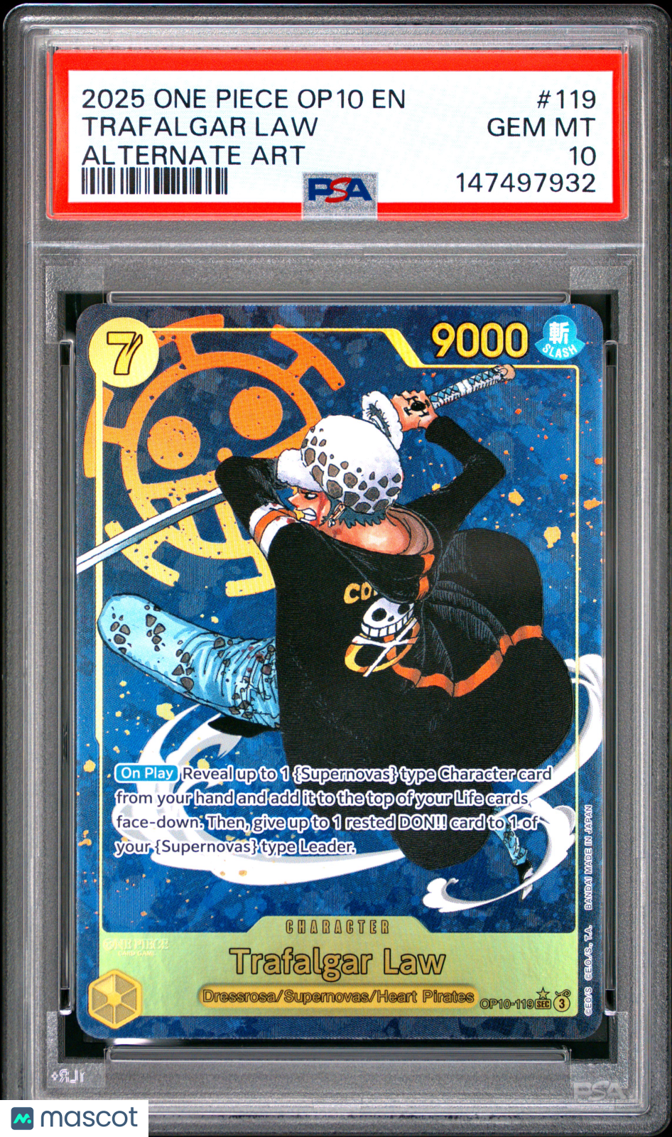 TRAFALGAR LAW 2025 One Piece Royal Blood Alternate Art #OP10-119 PSA 10