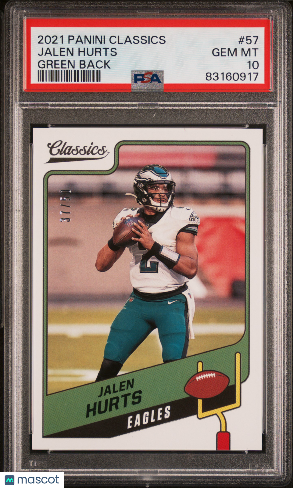 JALEN HURTS 2021 Panini Classics Green Back /50 #57 PSA 10 Eagles