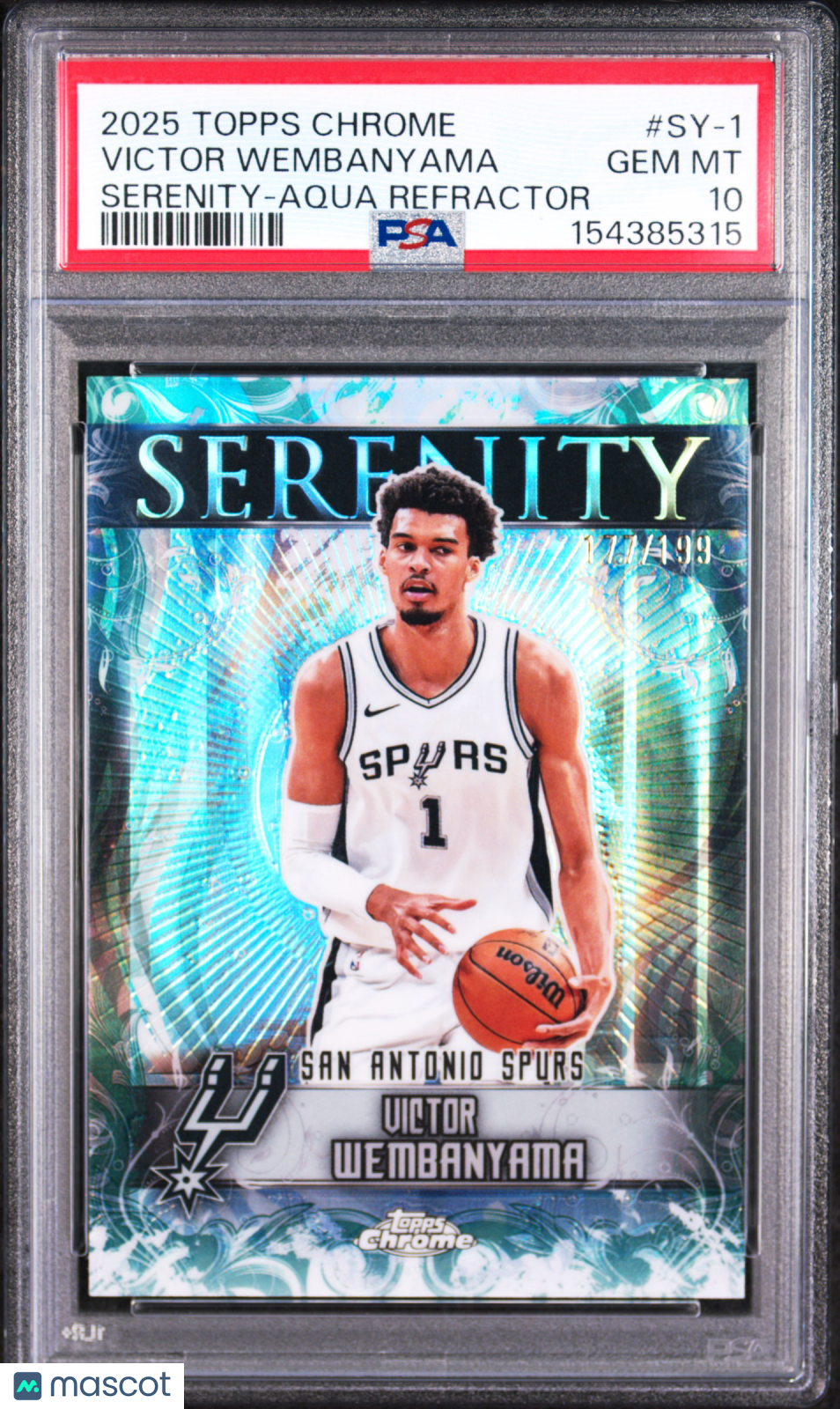 VICTOR WEMBANYAMA 2025-26 Topps Chrome Serenity Aqua Refractor /199 #SY-1 PSA 10