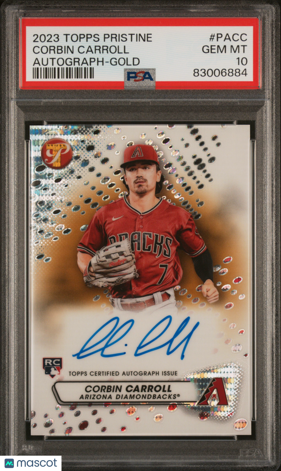 CORBIN CARROLL 2023 Topps Pristine Rookie Auto Gold Refractor /50 #PACC PSA 10