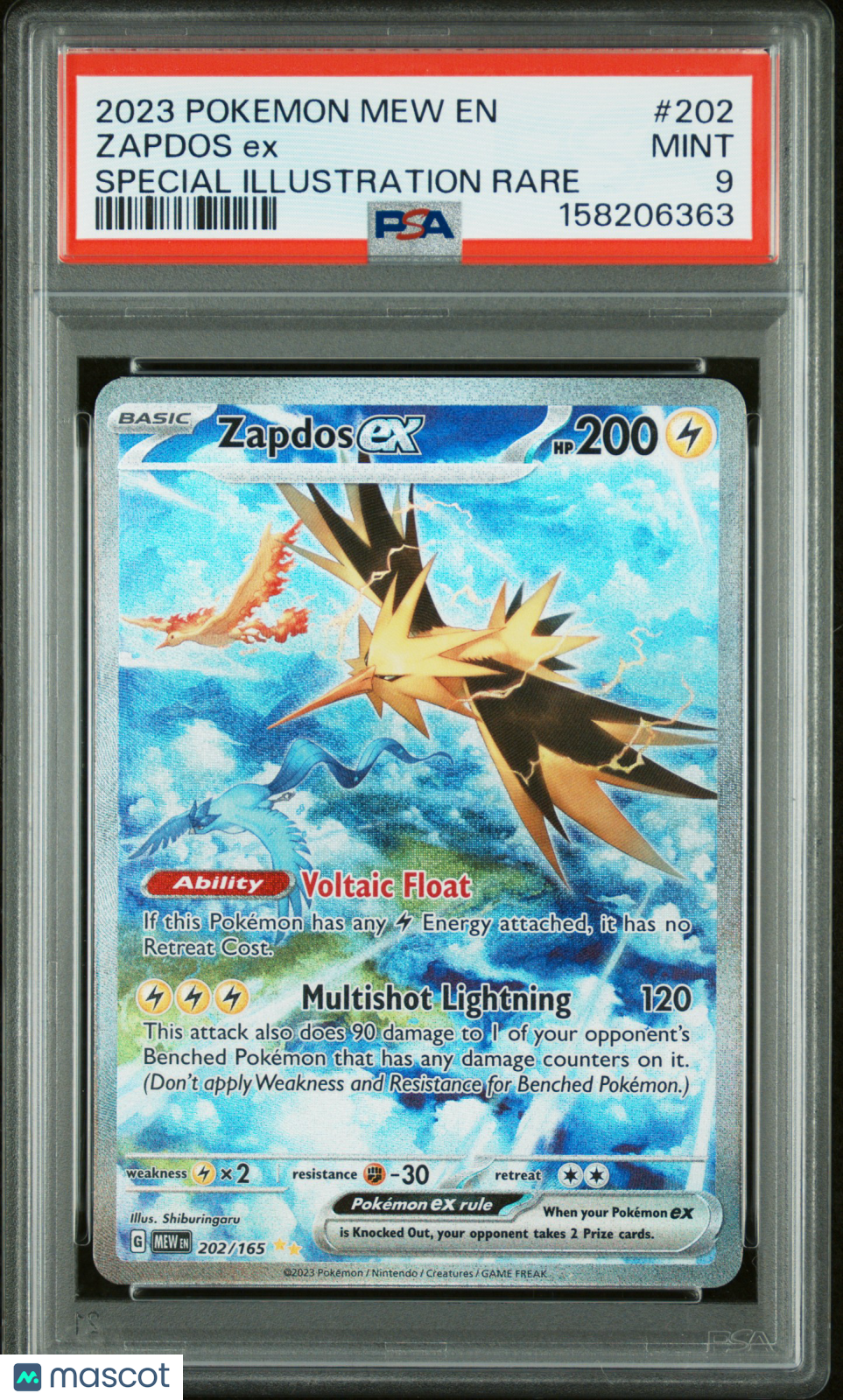 ZAPDOS EX 2023 Pokemon S&V Mew 151 #202 Special Illustration Rare PSA 9 MINT