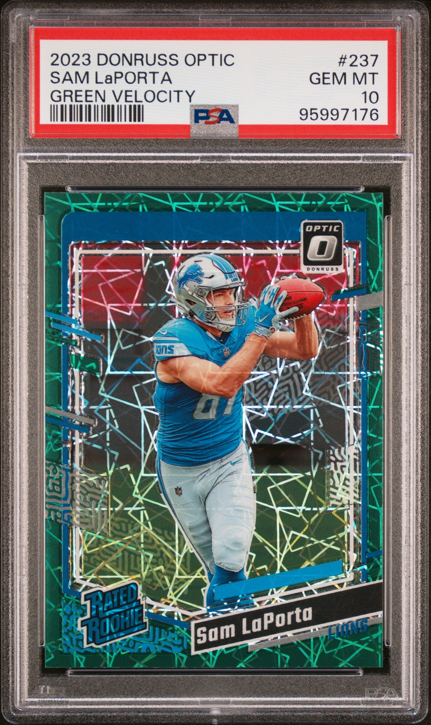 SAM LAPORTA 2023 Panini Donruss Optic Rated Rookie Green Velocity Prizm PSA 10